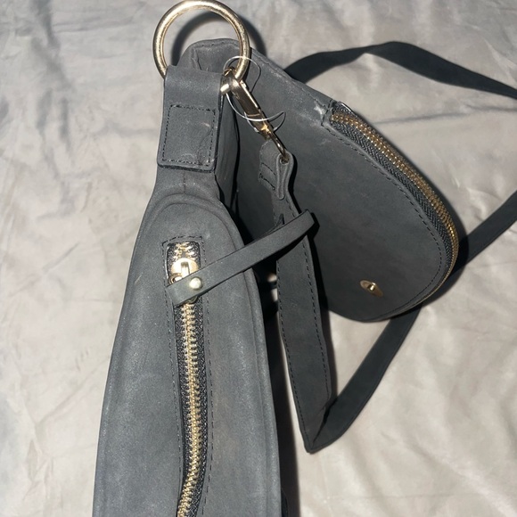 Dark Gray and Gold Crossbody Bag with Adjustable Strap - Picture 9 of 9